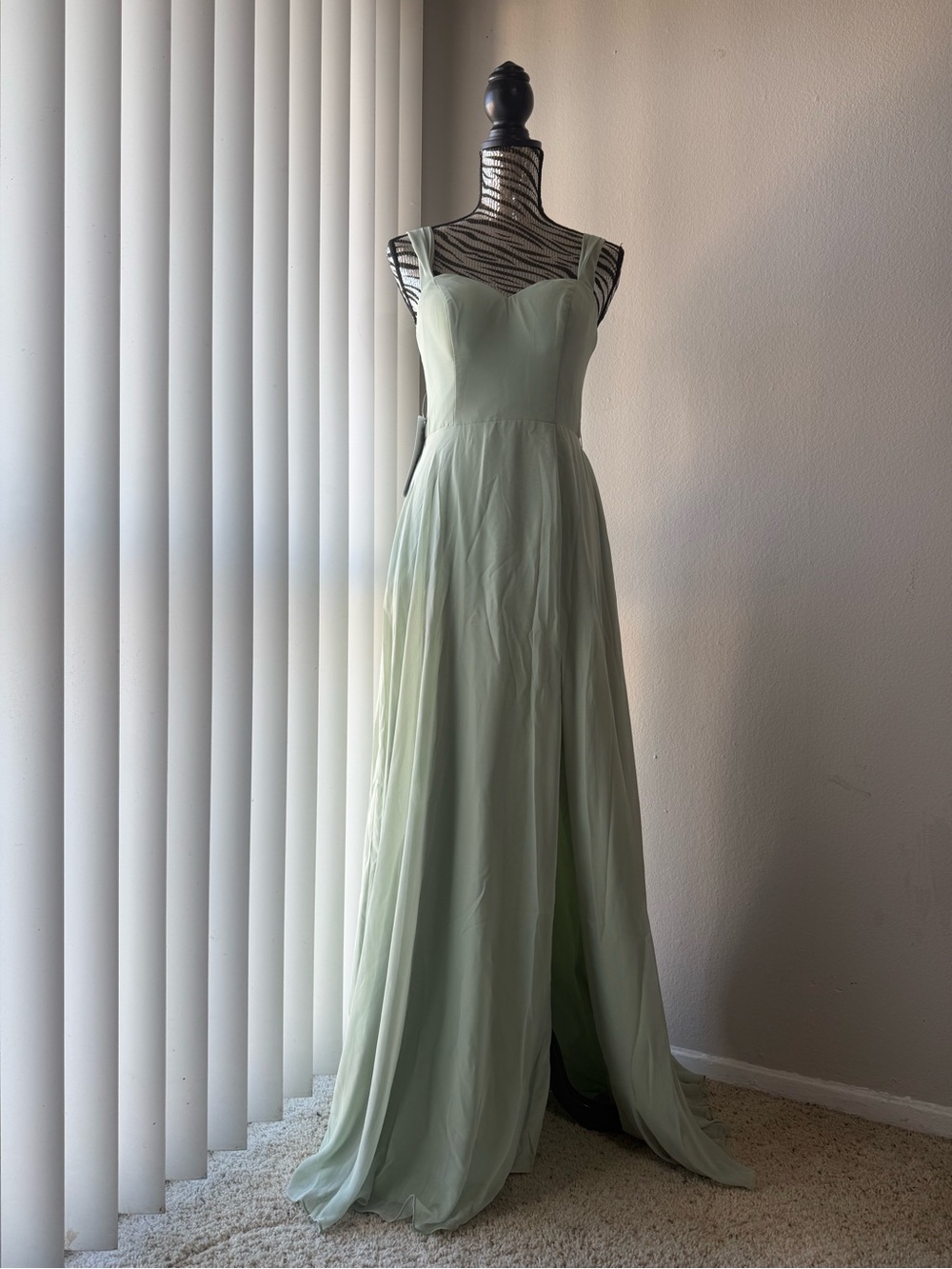 Azazie Aaron Dusty Sage Chiffon Bridesmaid Maxi Dress NWT Size 6